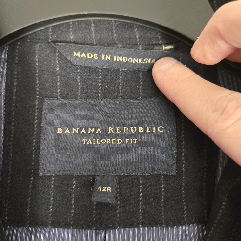 Banana‎ Republic Blazer Mens 42R Gray Wool Tailored Fit Italian Fabric Jacket
